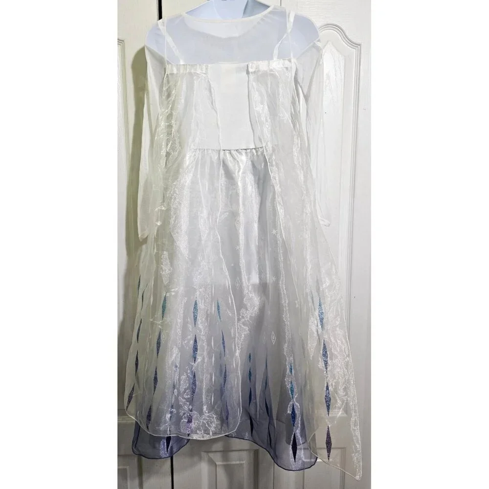 Disney Store Frozen 2 Elsa Snow Queen Costume 7-8 Dress Wig Tiara Ice Princess